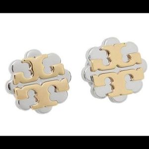Tory Burch two toned signature earrings